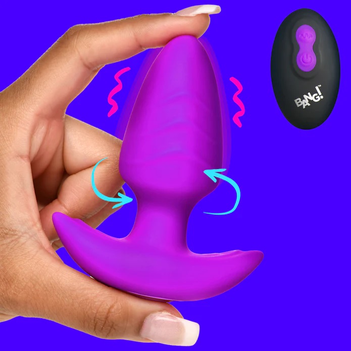 Bang Plug Tím Hậu Môn Xoay Rung Nón Hình