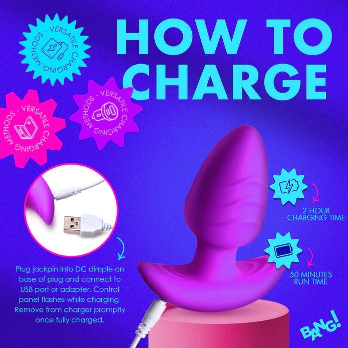 Bang Plug Tím Hậu Môn Xoay Rung Nón Hình