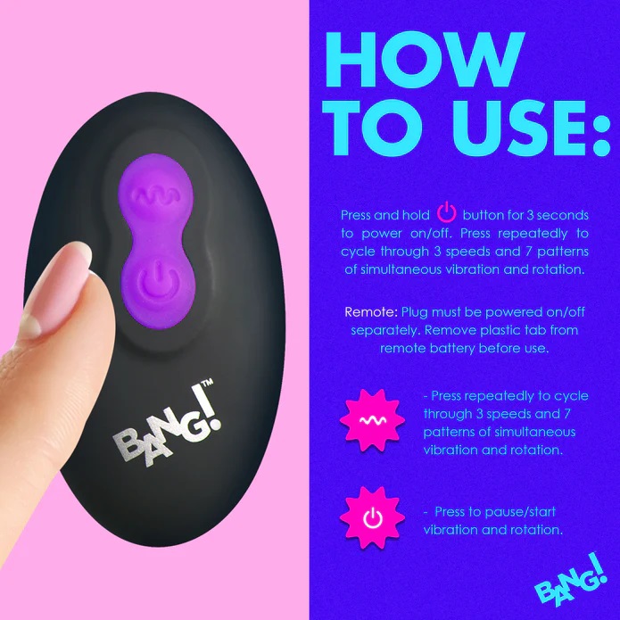 Bang Plug Tím Hậu Môn Xoay Rung Nón Hình