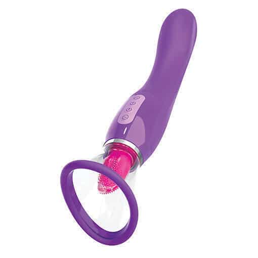 Dual vibro PipeDream Fantasy Her tím TPE 25cm bơm lưỡi giả sướng 