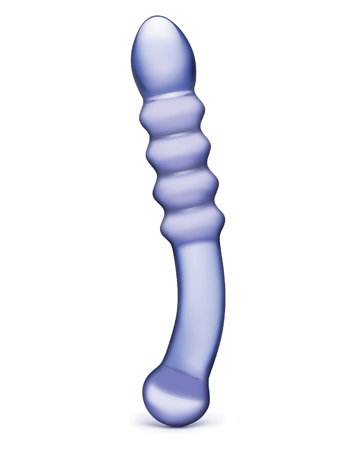 Glas Purple Rain Dildo Ribbed Kính Màu Tím Sang Trọng 