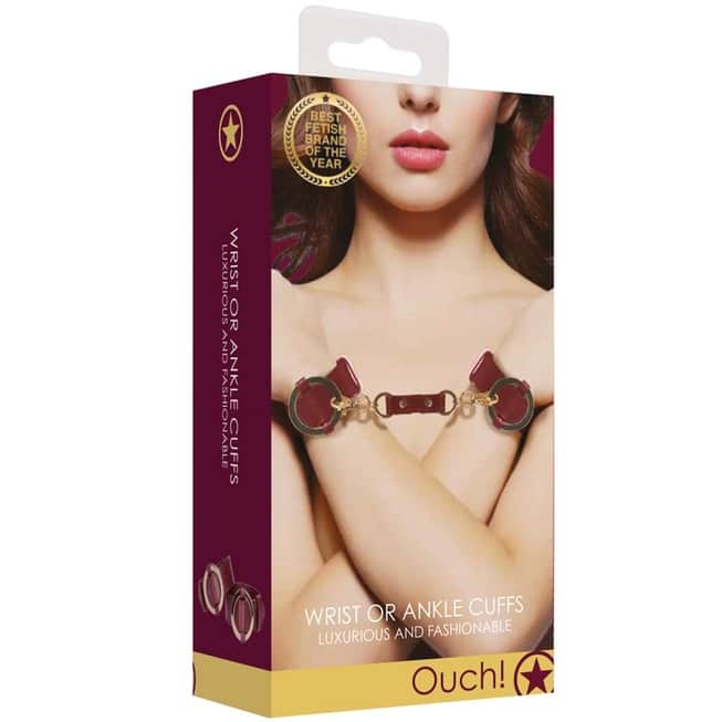 Shots Ouch Halo Còng Da Đỏ Burgundy Quyến Rũ Nồng Cháy
