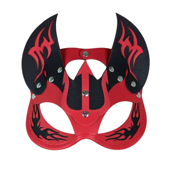 Máscara LoveToy quỷ cái đỏ đen da giả sexy Halloween
