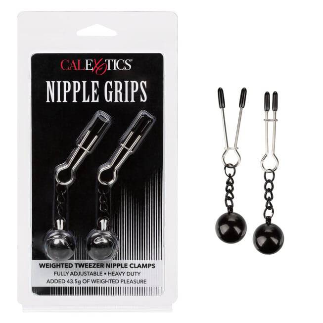 CalExotics Nipple Grips kẹp vú nặng bạc đen sang trọng