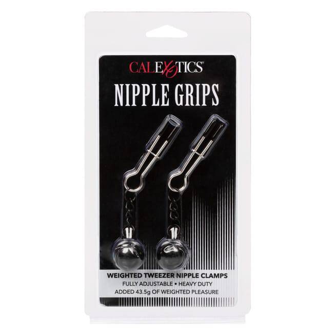 CalExotics Nipple Grips kẹp vú nặng bạc đen sang trọng
