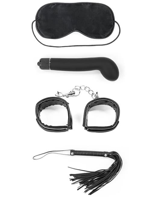 LoveToy Deluxe BDSM Kit 4 Món Đen Vibrator Còng Tay
