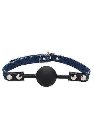 Shots Ouch Ball Gag Denim - Kẹp miệng jean đen silicone 4.3cm