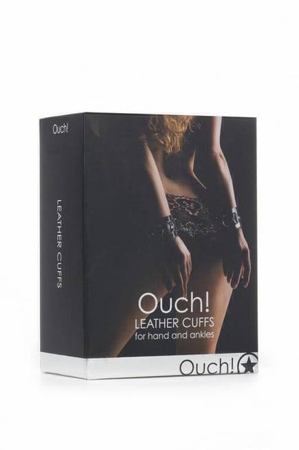 Ouch Leather Handcuffs Đen Bền BDSM Năng Động