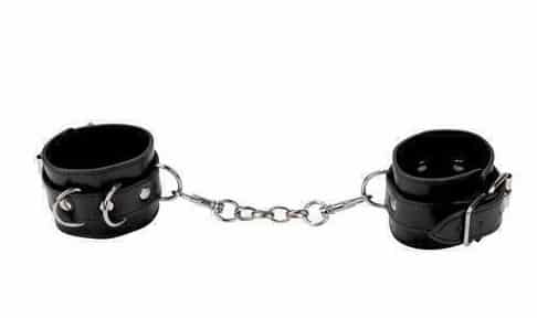 Ouch Leather Handcuffs Đen Bền BDSM Năng Động