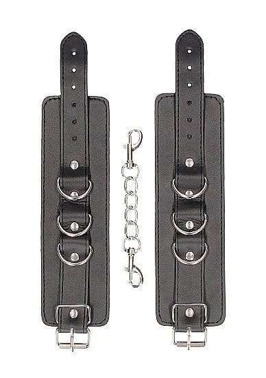 Ouch Leather Handcuffs Đen Bền BDSM Năng Động