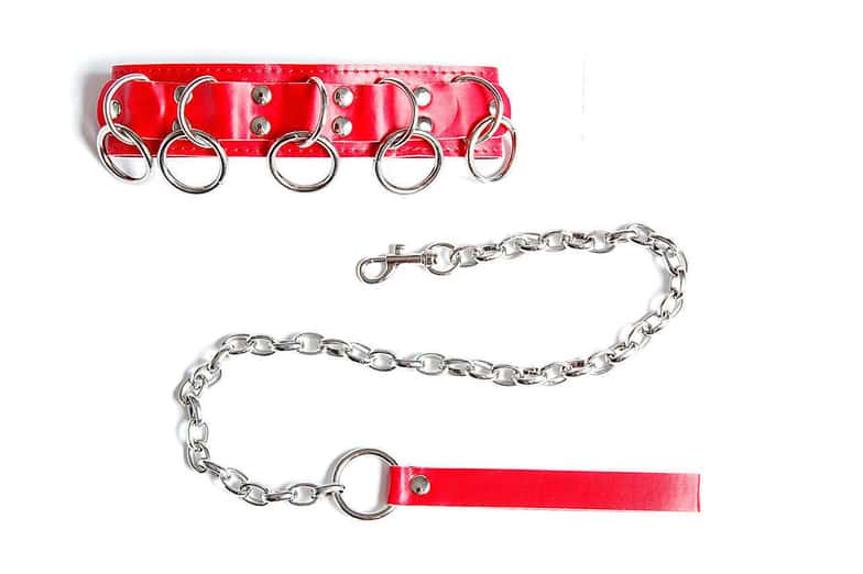 Vòng Cổ Đỏ Trung Bình Dắt Chó BDSM 45cm 