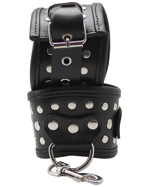 Còng tay da đen rivet BDSM chắc chắn gợi cảm thống trị