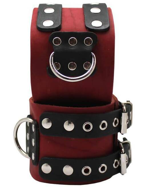 Khóa Tay Da Đỏ Podium BDSM Không Lót Siêu Kích Thích