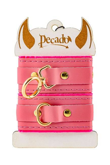 Khóa Tay Pecado BDSM Mini Hồng Da Thật Gợi Cảm