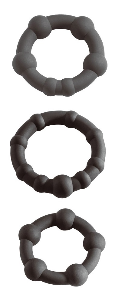 Malesation Pearl Cock Ring Set Đen Silicone Giữ Cứng Đa Kích Cỡ 