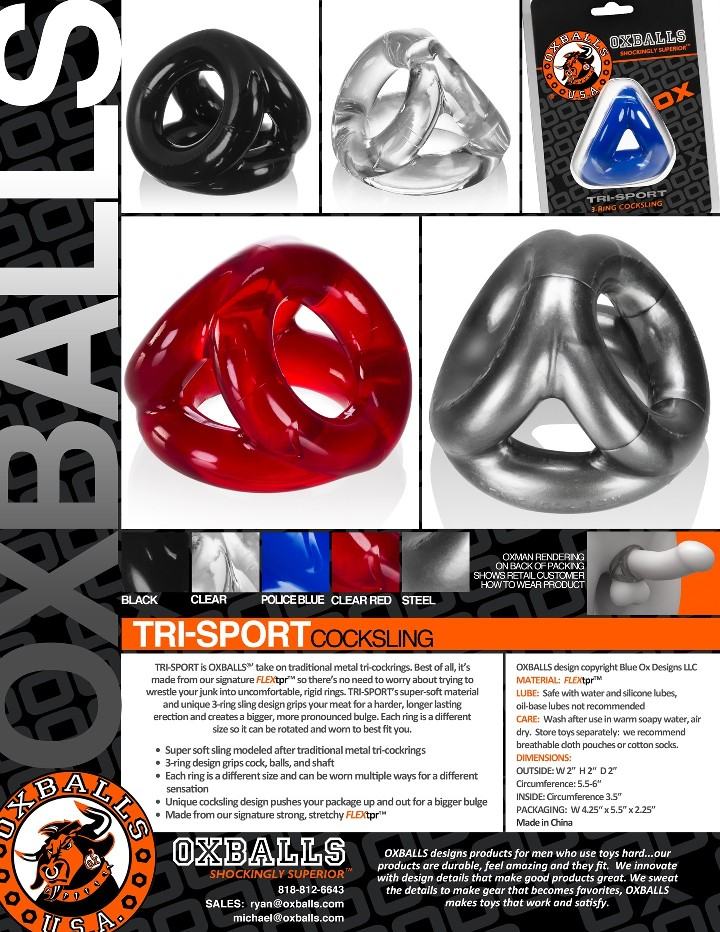 Oxballs Tri-Sport 3 Vòng Cockring Trong Suốt Mỹ Mạnh