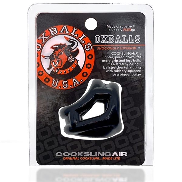 Oxballs Cocksling Air TPE Đen Lộ Testicle Chặt Chội
