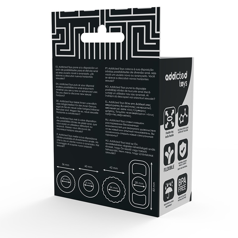 Vòng Dương Vật Addicted 4 Món Đen Silicon Tăng Cảm