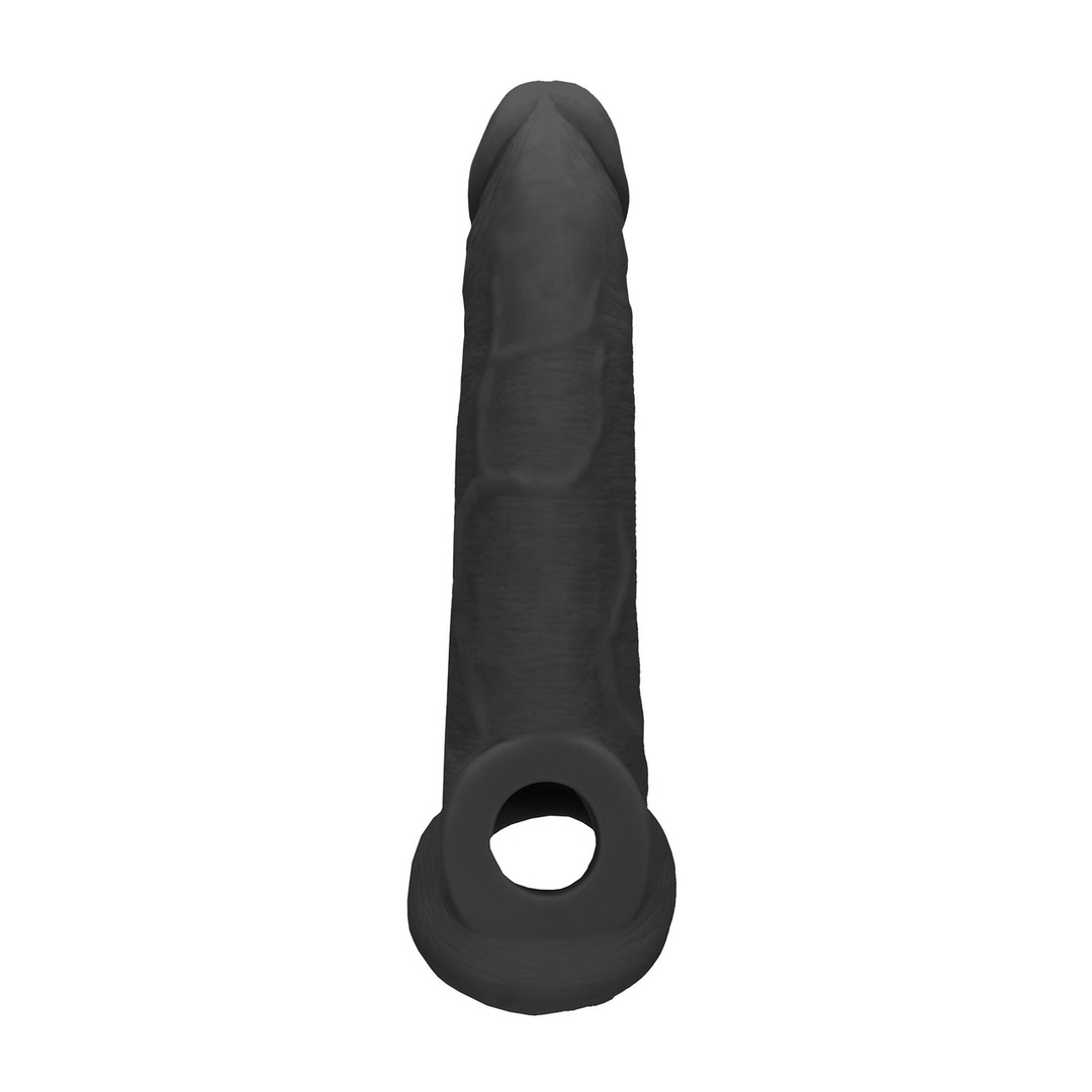 RealRock 9Inch Bao Dương 22cm TPE Đen Thực Tế Khoái Lạc Chân Thật