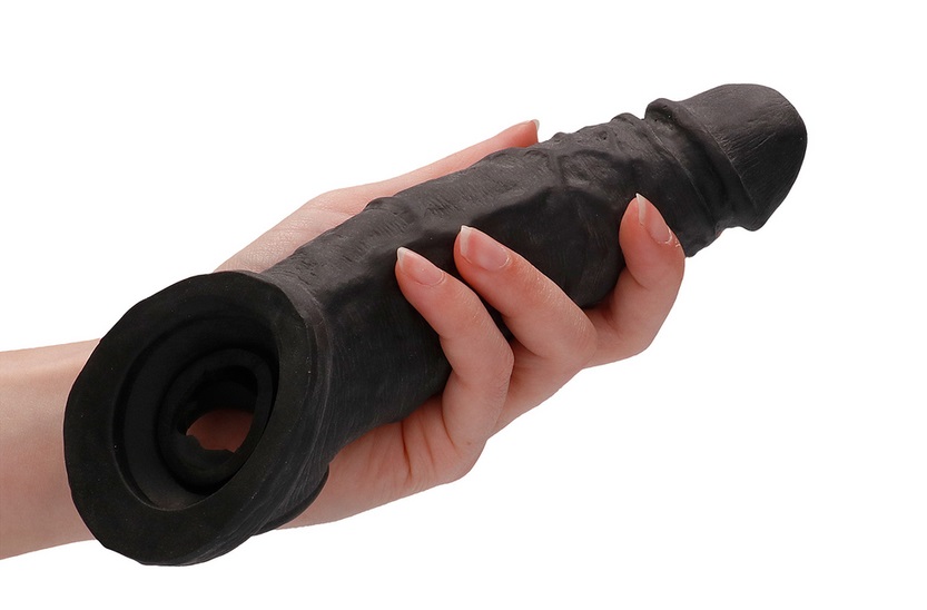 RealRock 9Inch Bao Dương 22cm TPE Đen Thực Tế Khoái Lạc Chân Thật