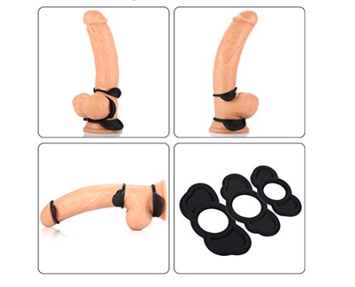 Canwin Vòng Cặc Voi Đen Silicone 3pcs Bền Bỉ Tăng Cường Đam Mê