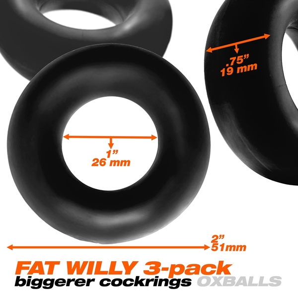 Oxballs Fat Willy Vòng Cặc 3pcs Đen Siết Mạnh
