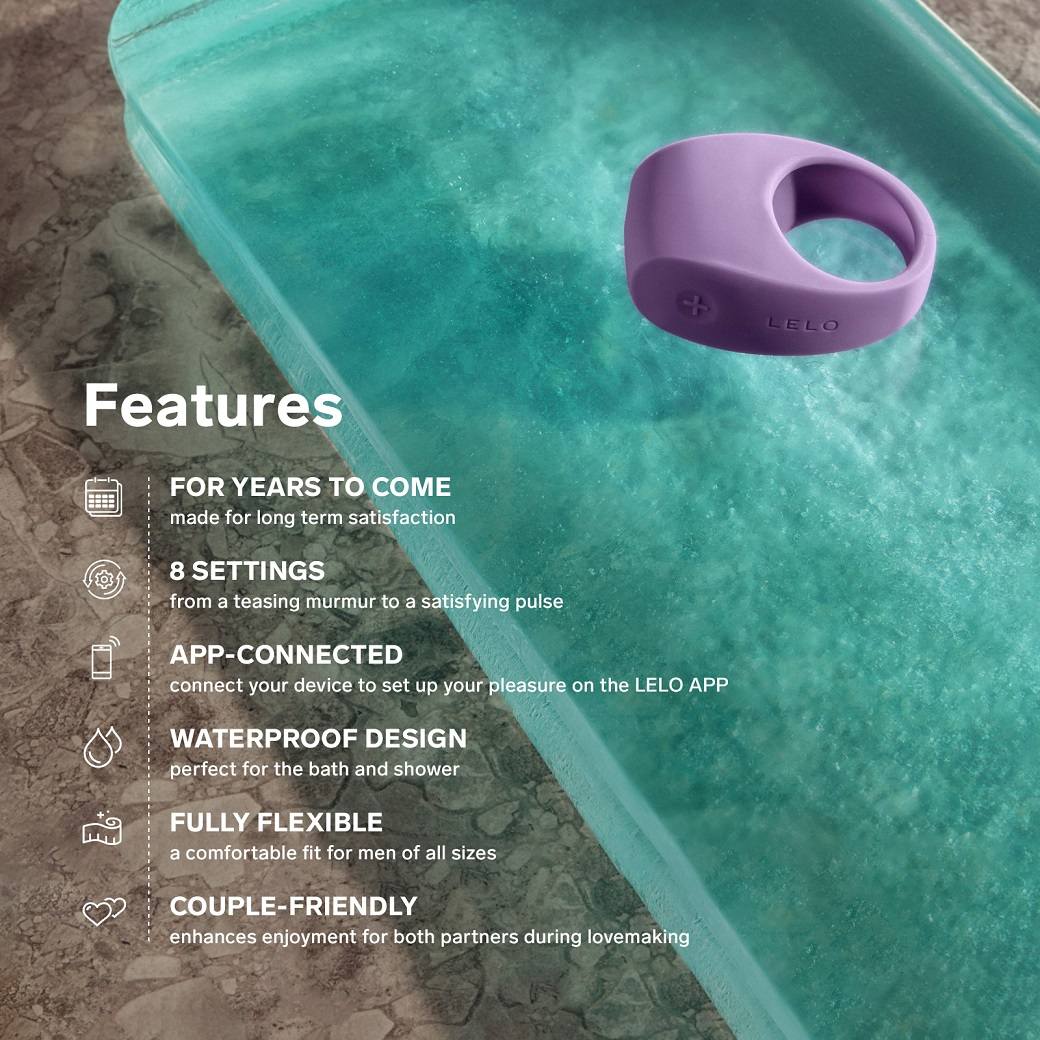 Lelo Tor 3 Nhẫn Rung Tím App Cặp Đôi Điều Khiển Từ Xa