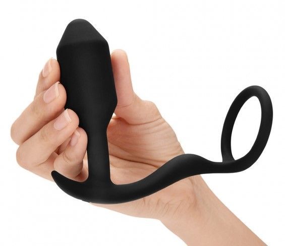 B-Vibe Cock Ring Anal Plug Đen Thoải Mái 8.3cm