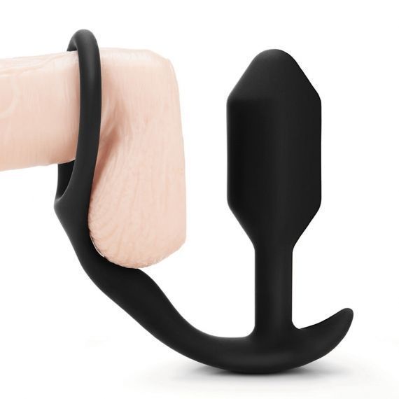 B-Vibe Cock Ring Anal Plug Đen Thoải Mái 8.3cm