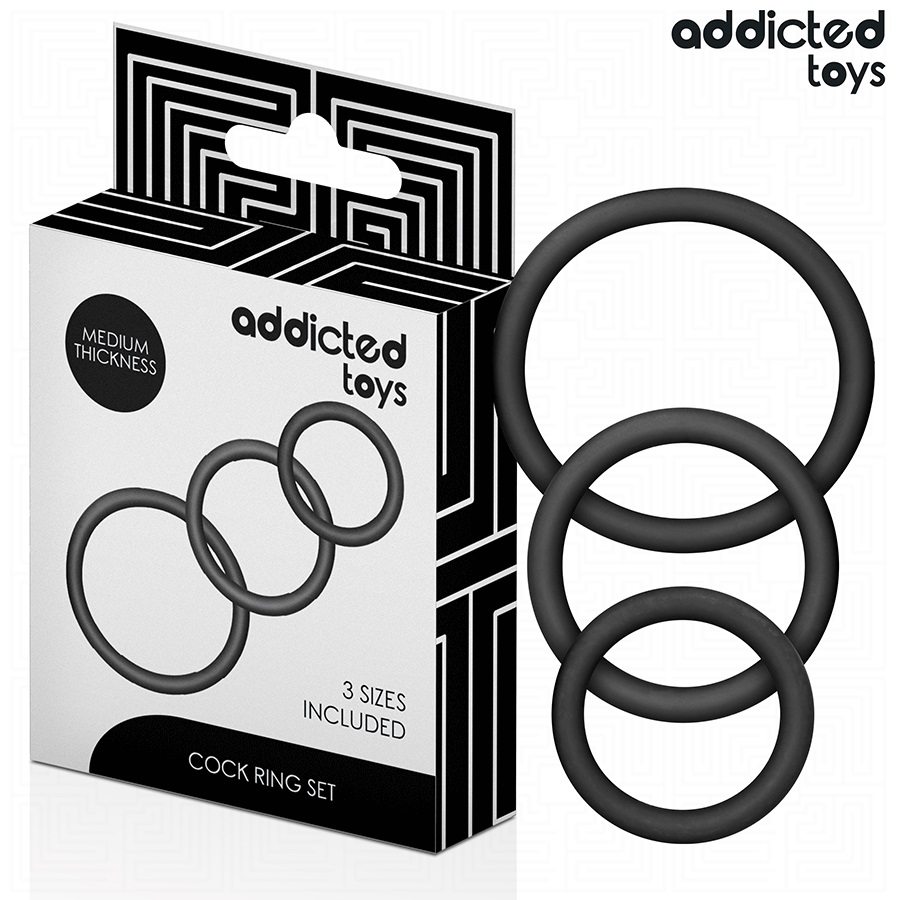 Bộ Ring Addicted Penis Đen Silicone Kéo Dài Cực Phê