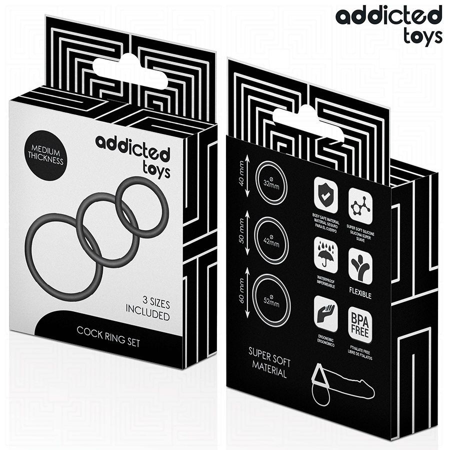Bộ Ring Addicted Penis Đen Silicone Kéo Dài Cực Phê