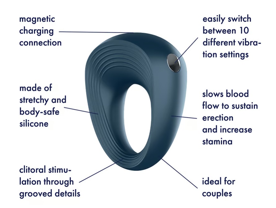 Satisfyer Vòng Rung Xanh Dương Silicone Chống Nước