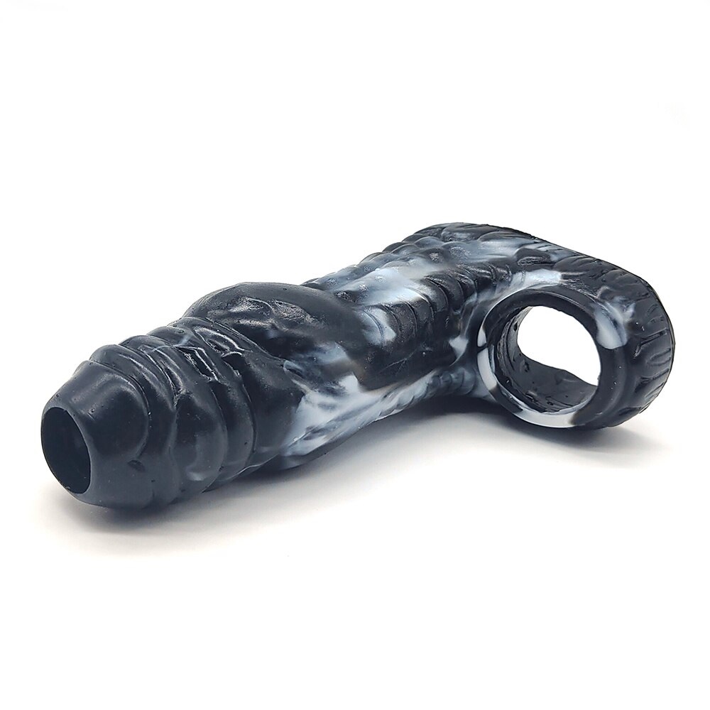 FAAK thú dữ penis sleeve đen trắng 13.5cm tăng kích thước 