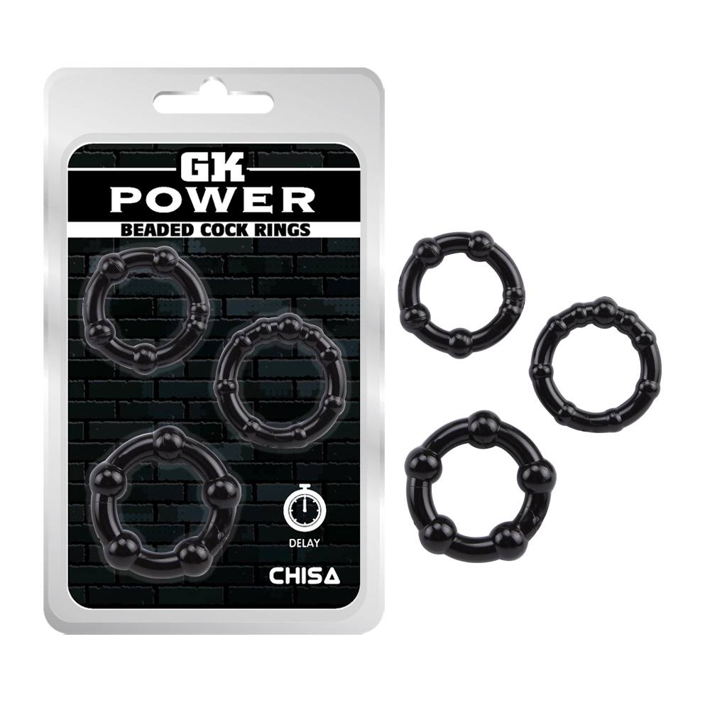 Chisa Chuỗi Hạt Cock Ring Đen Siêu Kéo Giãn