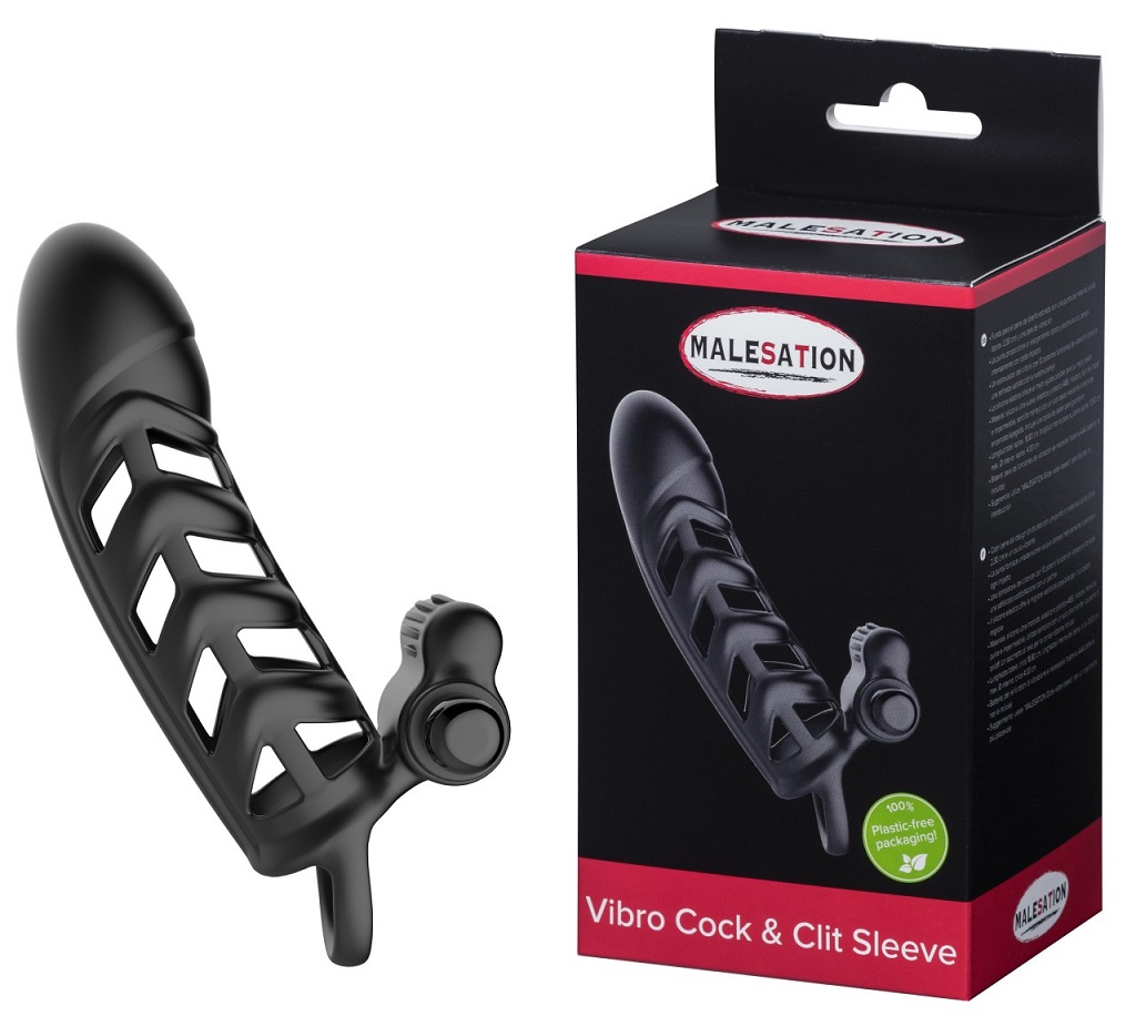 Malesation Sleeve Clit Vibrator Đen Đức Rung Siêu Mạnh