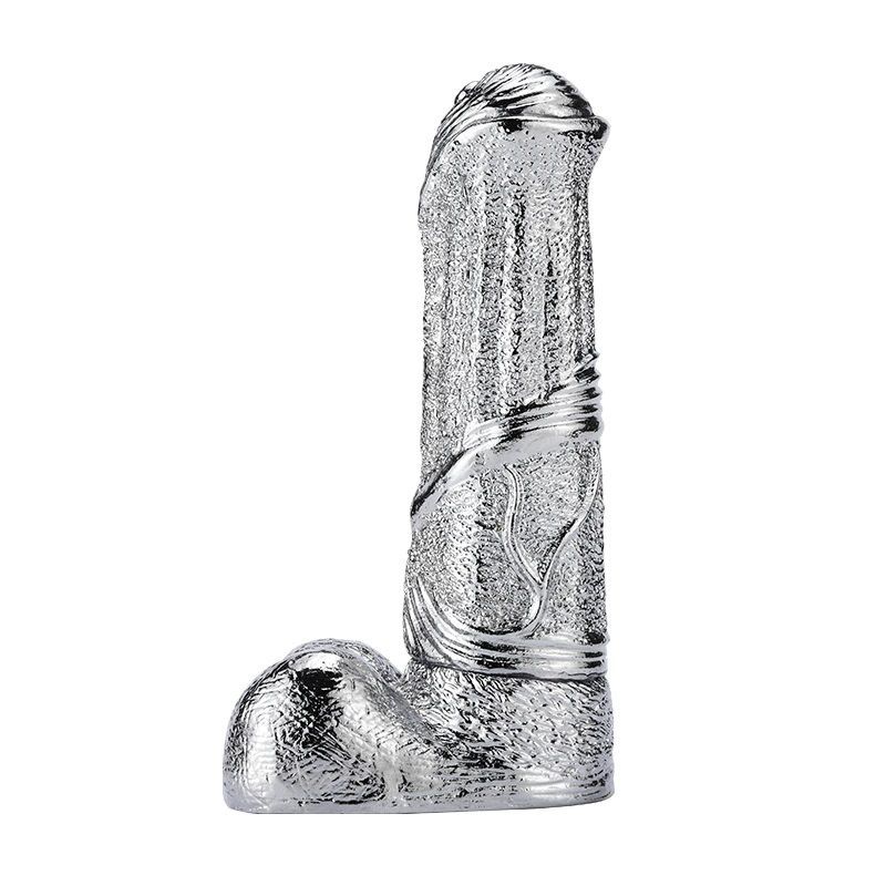 Fake dương vật kim loại MT G-spot bạc 17.5cm cứng cáp mạnh mẽ 