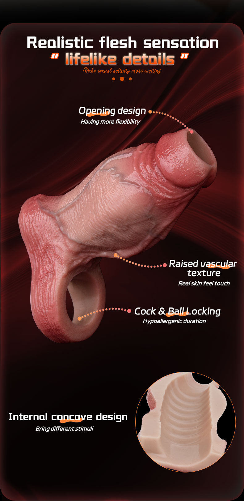 Vỏ FAAK5028 Dương Vật Dày Open End Thực Tế