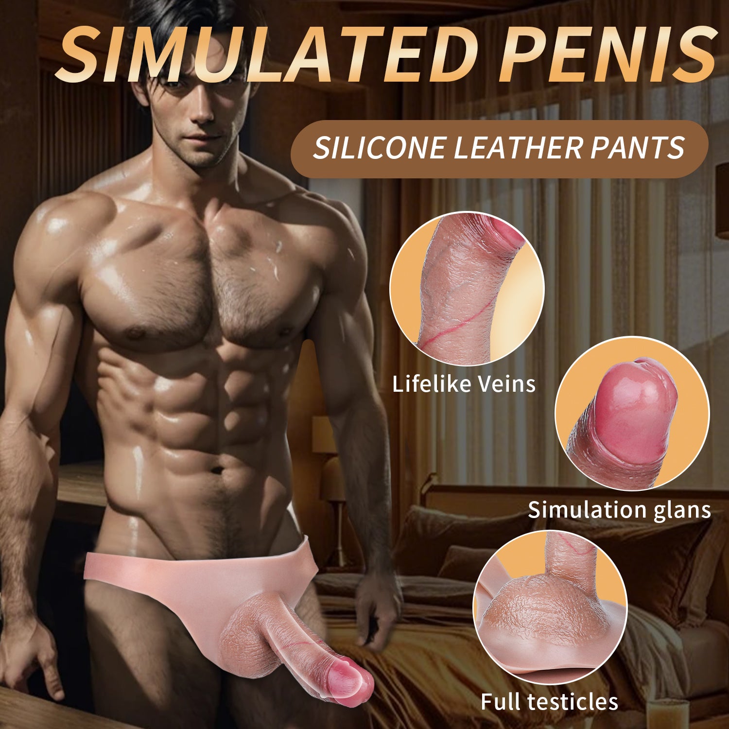 Quần Da FAAK Thực Đeo Dildo Nam Cặp Đôi Đỉnh Cao