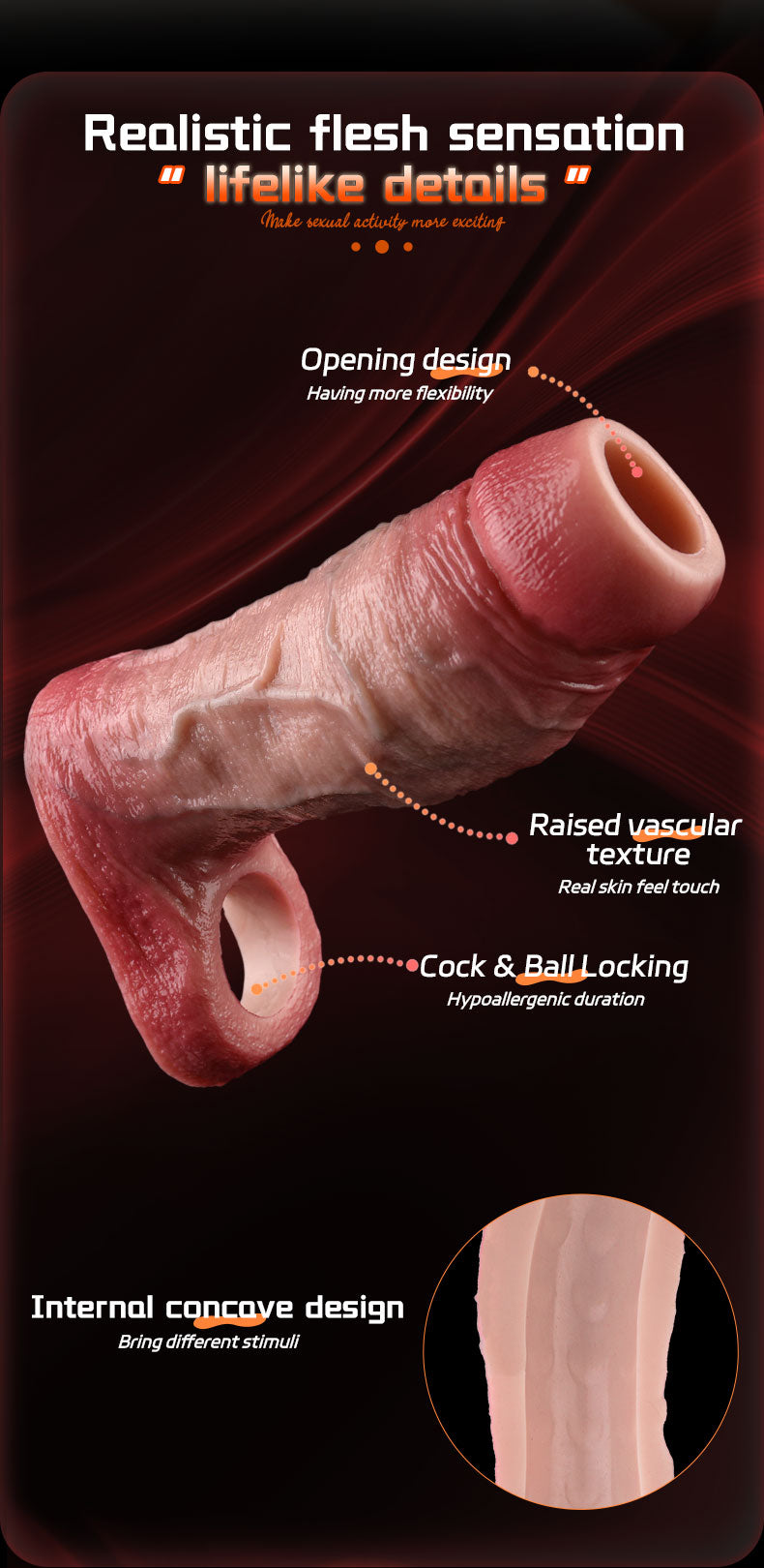 FAAK 5033 Vỏ Dương Vật To Thực Tế Kéo Dài Hài Lòng