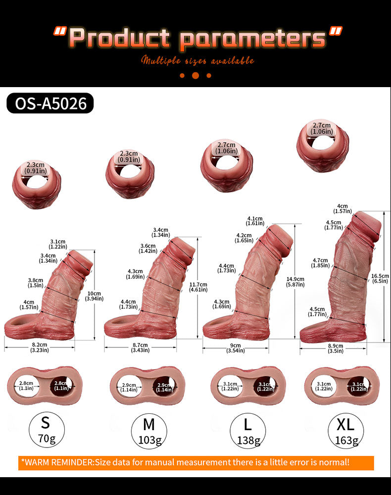 FAAK 5026 Ống Bao Dương Vật Da Giả Thực Tế Kích Dục Đỉnh