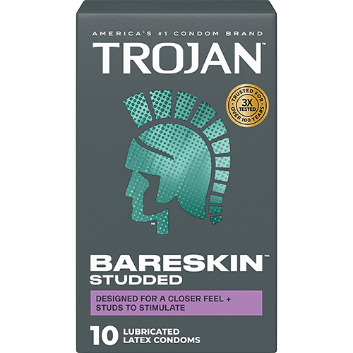Trojan Bareskin Studded Bao Mỏng Gân Tăng Nhạy Cảm 