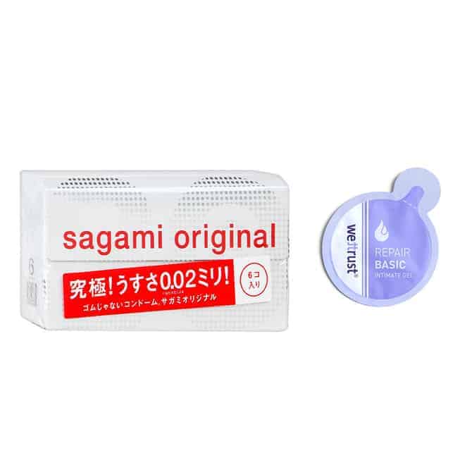 Sagami 0.02 Poly 6 Viên + Dầu Siêu Mỏng Nhật Bản 