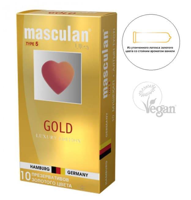 Masculan Ultra Gold Bao Cao Su Vani 10 Cái Mỏng 
