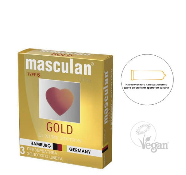 Masculan Ultra Gold Vanilla 3 Cái Mỏng Dẻo Hương Ngọt 