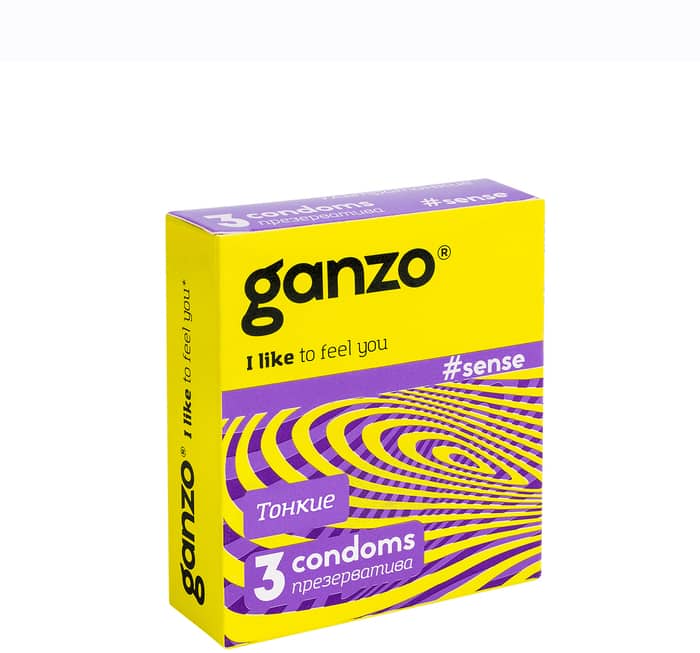 Ganzo Sense Bao Cao Su Mỏng 3pcs Cảm Giác Thật 100% 