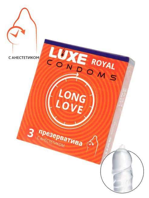 Prezervatyv Luxe Royal Long Love 3pc Dài 18cm Trì Hoãn 