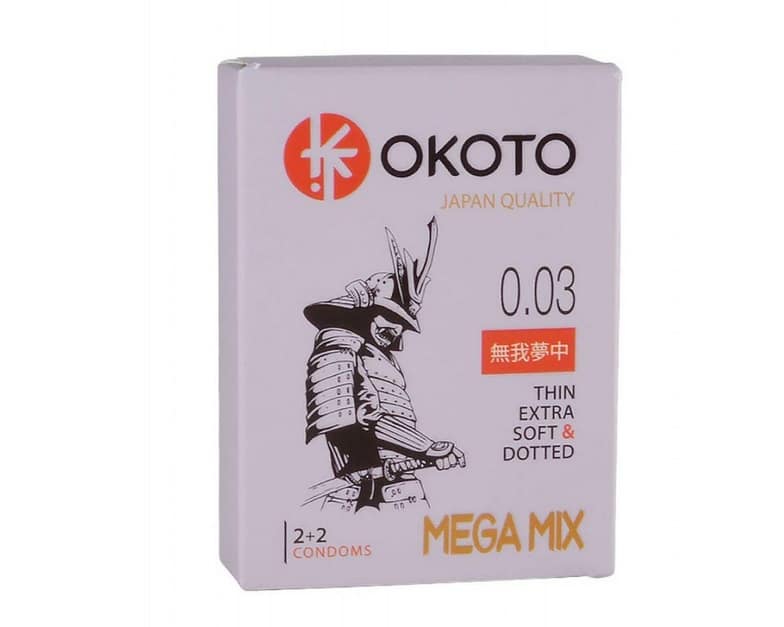 Okoto MegaMIX Bao Cao Su Gai Điểm + Trơn 4 Viên Hộp 