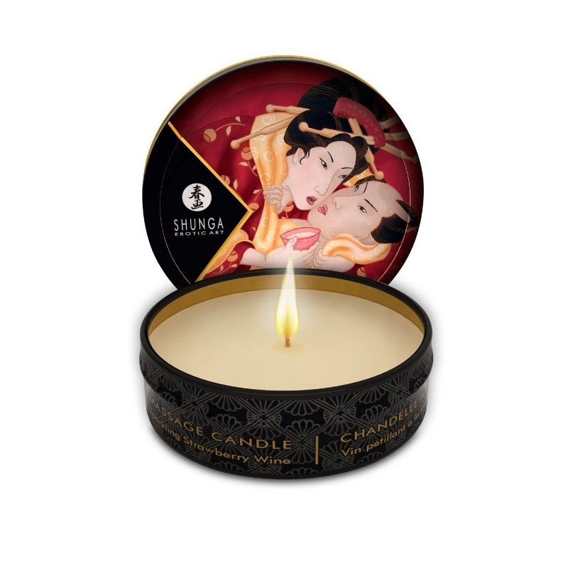 Shunga nến massage rượu sâm panh dâu 30ml 