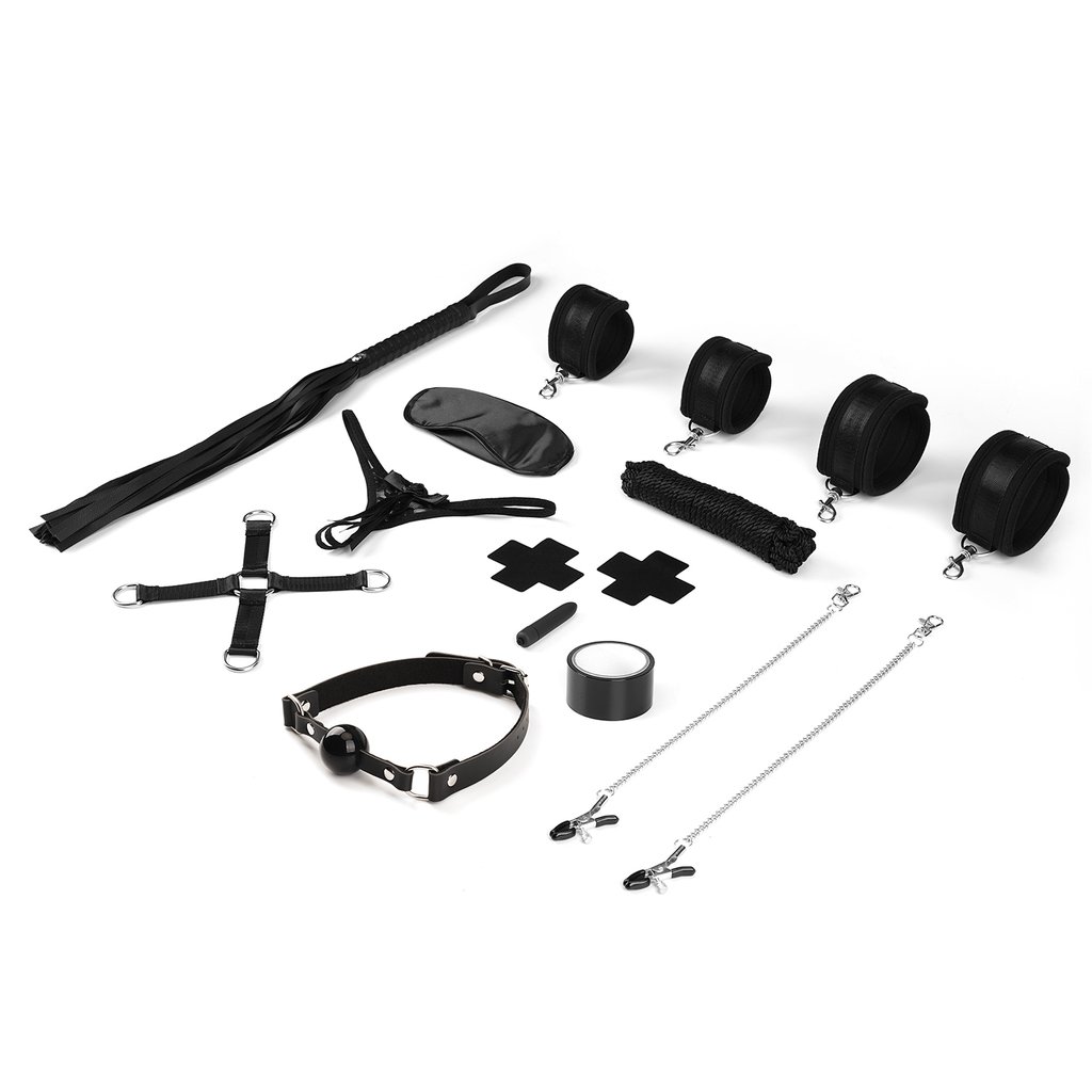 Liebe Seele BDSM Set 12 Món Đen Trói Buộc Siêu Đầy Đủ 