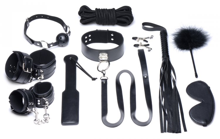 Strict Bộ Trói 10 Món Đen Sang Trọng BDSM Đầy Đủ 